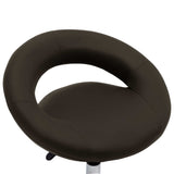 Rolling Work Chair Brown Faux Leather - Rear View