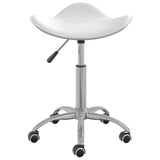 Salon Spa Stool White Faux Leather - Front View