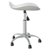 Salon Spa Stool White Faux Leather - Side View