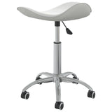 Salon Spa Stool White Faux Leather - Top-Down View
