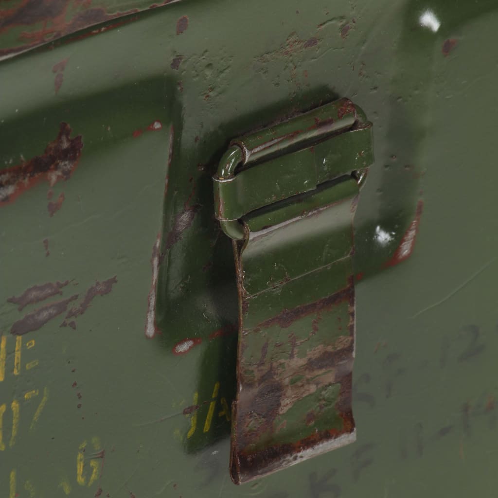 Storage Trunk Military Style 68x24x66 Cm Iron