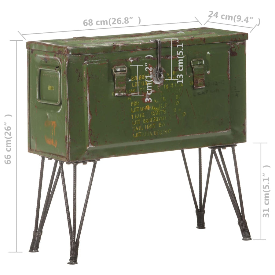 Storage Trunk Military Style 68x24x66 Cm Iron