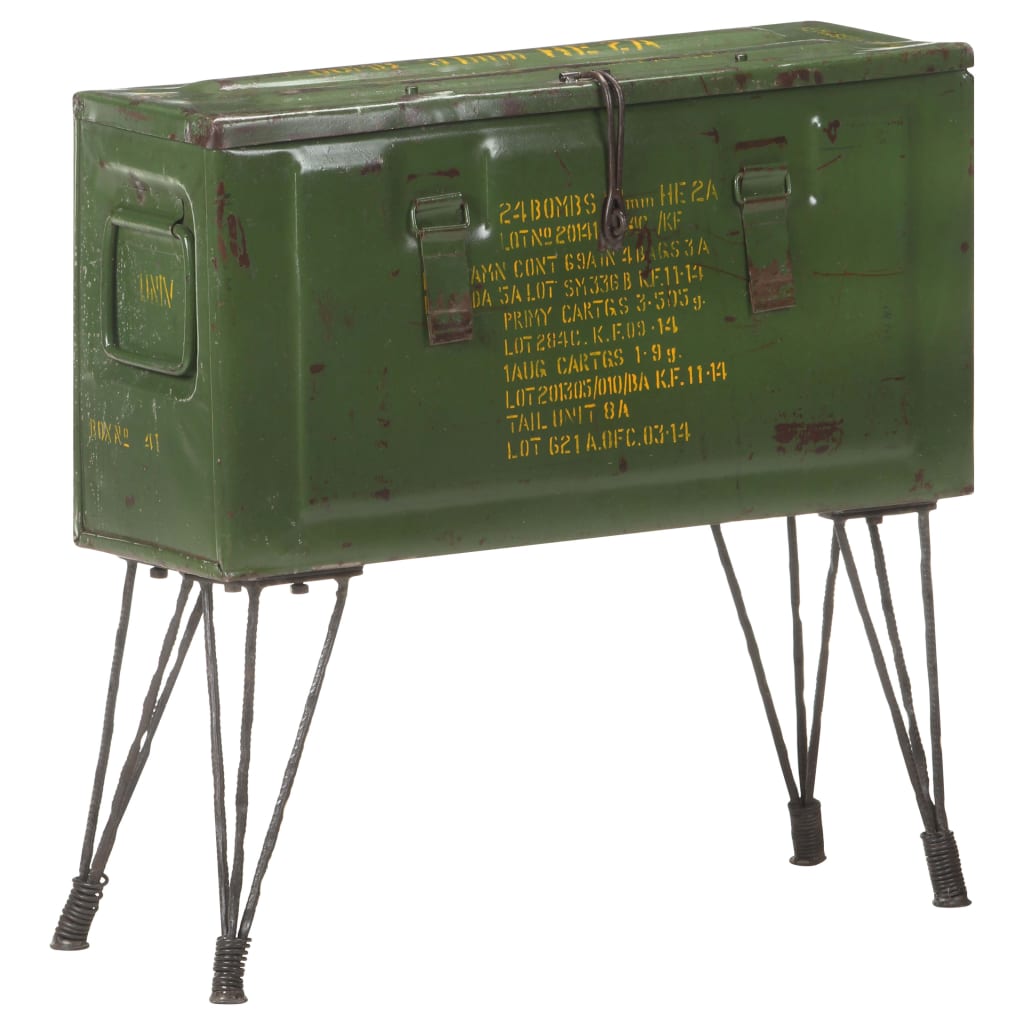 Storage Trunk Military Style 68x24x66 Cm Iron