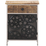 Bedside Cabinet 40x30x50 cm Rough Mango Wood - Front View