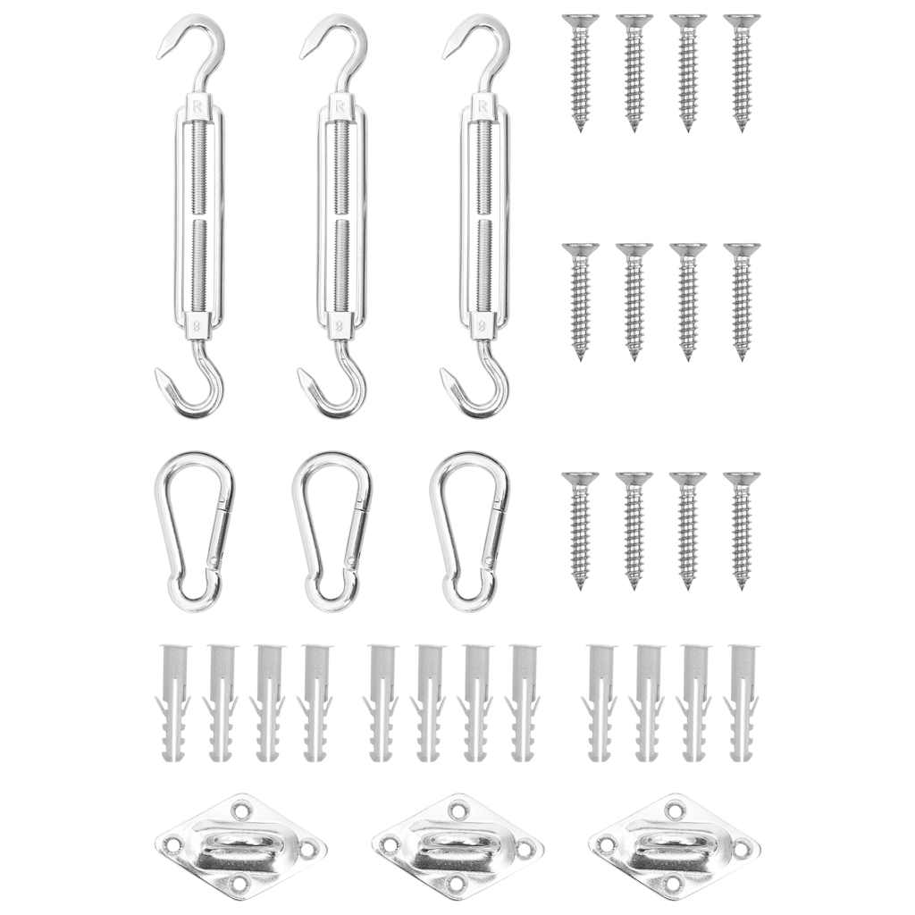 9 Piece Sunshade Sail Accessory Set Stainless Steel