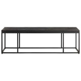 Coffee Table Carved Top Black 110x60x34 cm Solid Mango Wood