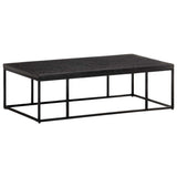 Coffee Table Carved Top Black 110x60x34 cm Solid Mango Wood - Extra Image