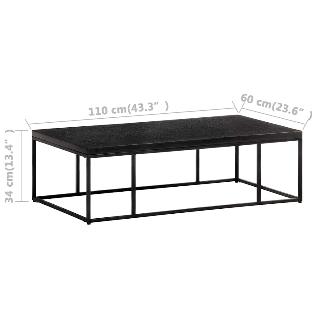 Coffee Table Carved Top Black 110x60x34 cm Solid Mango Wood