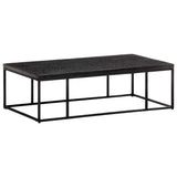 Coffee Table Carved Top Black 110x60x34 cm Solid Mango Wood - Extra Image
