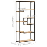 Bookcase 80x30x180 cm Rough Mango Wood - Rear View