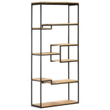Bookcase 80x30x180 cm Rough Mango Wood - Close-Up Angle