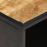 Coffee Table with Carved Door 90x55x36 cm Rough Mango Wood - 45-Degree Angle