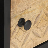 Coffee Table with Carved Door 90x55x36 cm Rough Mango Wood - Rear View