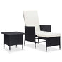 2 Piece Garden Lounge Set with Cushions Poly Rattan Black