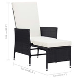 2 Piece Garden Lounge Set with Cushions Poly Rattan Black - Extra Image