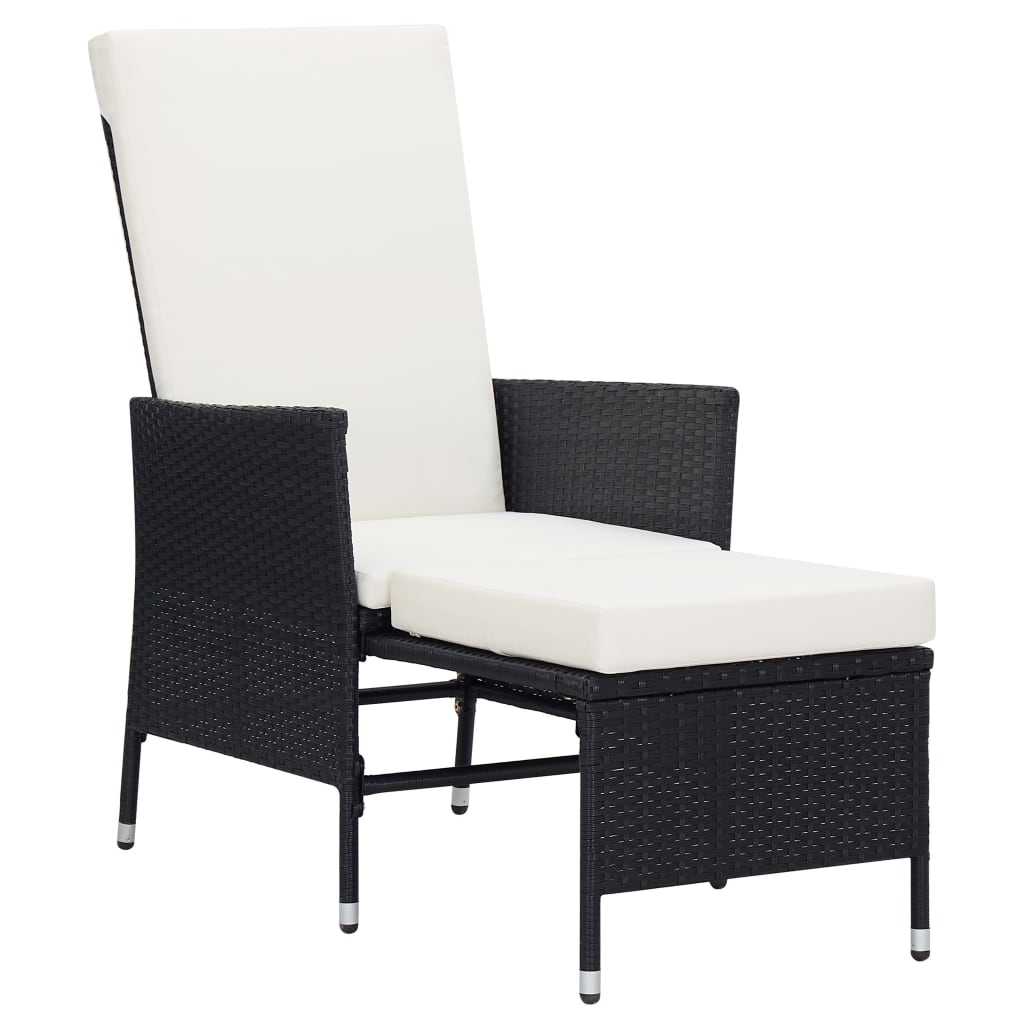 2 Piece Garden Lounge Set with Cushions Poly Rattan Black
