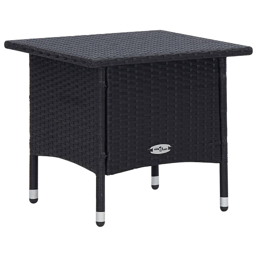 2 Piece Garden Lounge Set with Cushions Poly Rattan Black