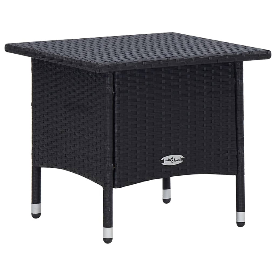 2 Piece Garden Lounge Set with Cushions Poly Rattan Black