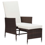 2 Piece Garden Lounge Set with Cushions Poly Rattan Brown - Side View