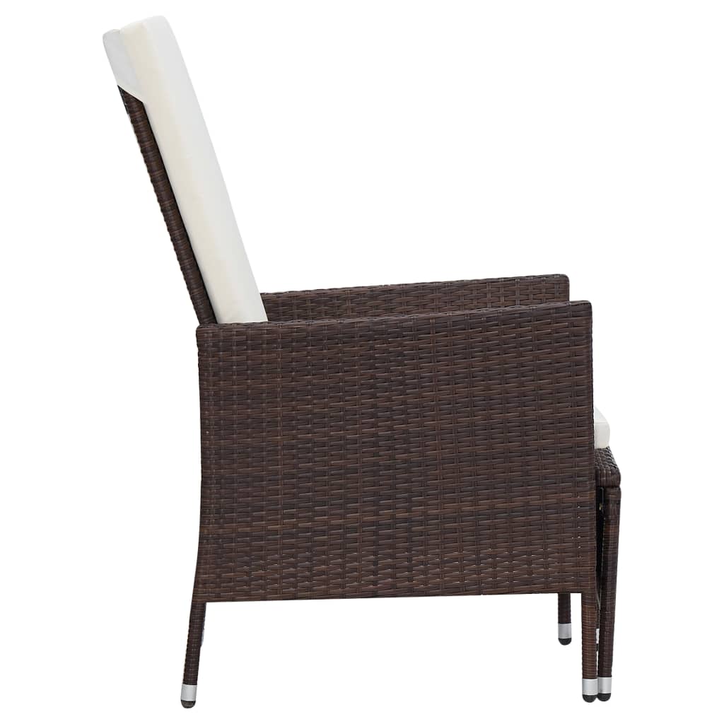 2 Piece Garden Lounge Set with Cushions Poly Rattan Brown