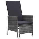 2 Piece Garden Lounge Set with Cushions Poly Rattan Grey - Front View