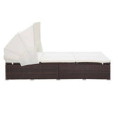 2-Person Sunbed with Cushion Poly Rattan Brown - Side View
