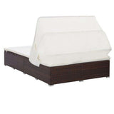 2-Person Sunbed with Cushion Poly Rattan Brown - Top-Down View