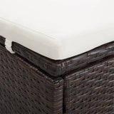 2-Person Sunbed with Cushion Poly Rattan Brown - Low Angle