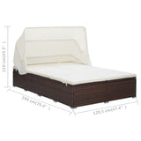 2-Person Sunbed with Cushion Poly Rattan Brown - Extra Image