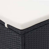 2-Person Sunbed with Cushion Poly Rattan Black - Rear View
