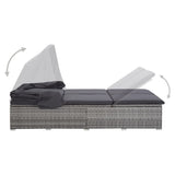2-Person Sunbed with Cushion Poly Rattan Grey - Top-Down View