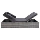 2-Person Sunbed with Cushion Poly Rattan Grey - 45-Degree Angle