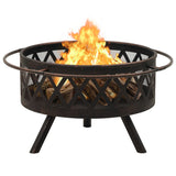 Rustic Fire Pit with Poker 76 cm XXL Steel - Top-Down View