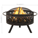 Rustic Fire Pit with Poker 76 cm XXL Steel - Low Angle