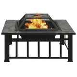 Garden Fire Pit with Poker 81x81x47 cm XXL Steel - Side View