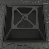 Garden Fire Pit with Poker 81x81x47 cm XXL Steel - Rear View