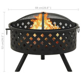 Fire Pit with Poker 68 cm XXL Steel - Low Angle