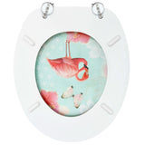 WC Toilet Seats with Lid 2 pcs MDF Flamingo Design - Rear View