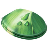 WC Toilet Seats with Lid 2 pcs MDF Green Water Drop Design - Side View