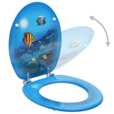 WC Toilet Seats with Lid 2 pcs MDF Deep Sea Design - Front View