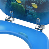 WC Toilet Seats with Lid 2 pcs MDF Deep Sea Design - Close-Up Angle