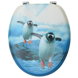 WC Toilet Seats with Lid 2 pcs MDF Penguin Design - 45-Degree Angle