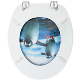 WC Toilet Seats with Lid 2 pcs MDF Penguin Design - Rear View