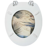 WC Toilet Seats with Lid 2 pcs MDF Beach Design - Rear View