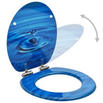 WC Toilet Seats Soft Close Lid 2 pcs Blue Water Drop Design