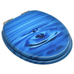 WC Toilet Seats Soft Close Lid 2 pcs Blue Water Drop Design