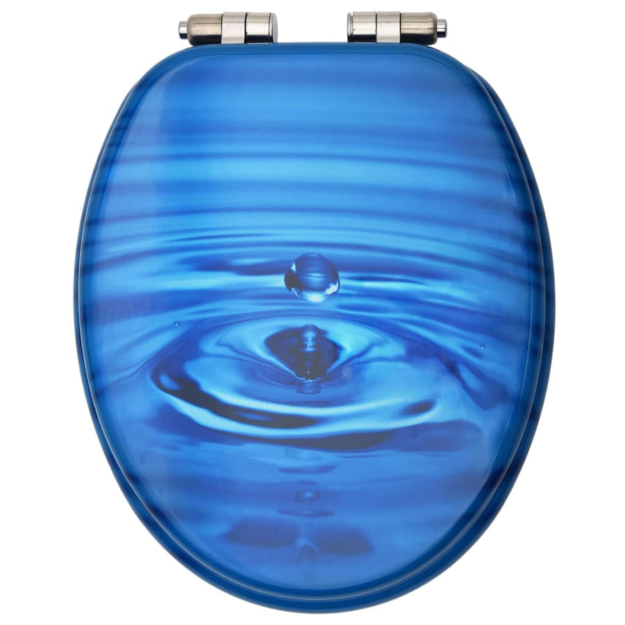 WC Toilet Seats Soft Close Lid 2 pcs Blue Water Drop Design