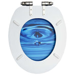 WC Toilet Seats Soft Close Lid 2 pcs Blue Water Drop Design