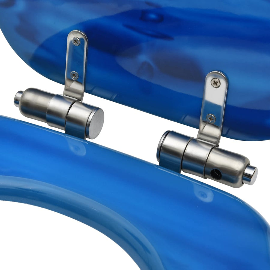WC Toilet Seats Soft Close Lid 2 pcs Blue Water Drop Design
