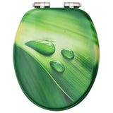 WC Toilet Seats with Soft Close Lid 2 pcs MDF Green Water Drop Design - 45-Degree Angle